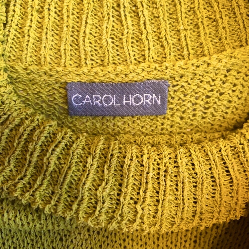 Carol Horn Olive Green Sleeveless Knit Top with Black Accents at Waist - Picture 2 of 4